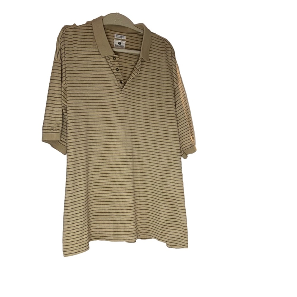 Lone Cypress Pebble Beach men’s golf shirt Size XXL tan with brown cable stripe